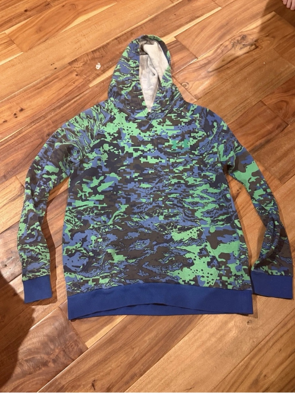 Boys Green & Blue Camouflage Hoodie Sweatshirt